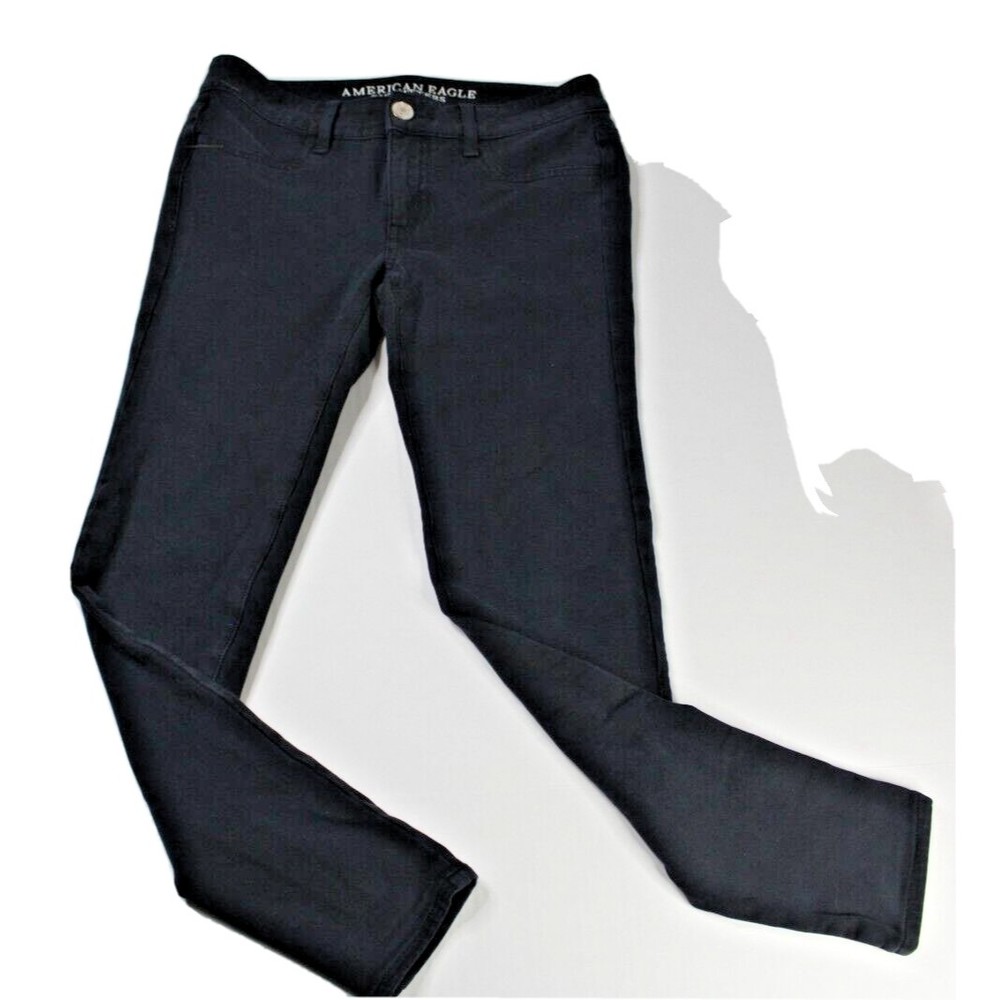 AE AMERICAN EAGLE BLACK HI RISE JEGGING SUPER STRETCH WOMENS JEANS SZ 4 REGULAR